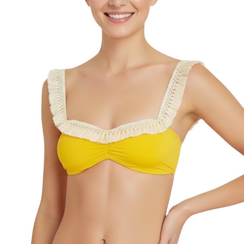 WeWoreWhat Tassel Bikini Top Yellow White Fringe Women XS NWT